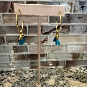 Gorjana Bright Gold Hoop With Turquoise Tassels